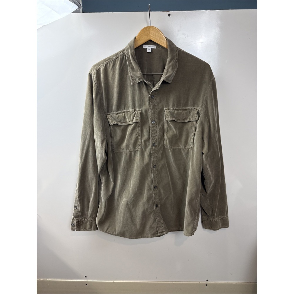 James Perse Womens 4 Medium Classic Cotton Boyfriend Shirt Top Button Up Green